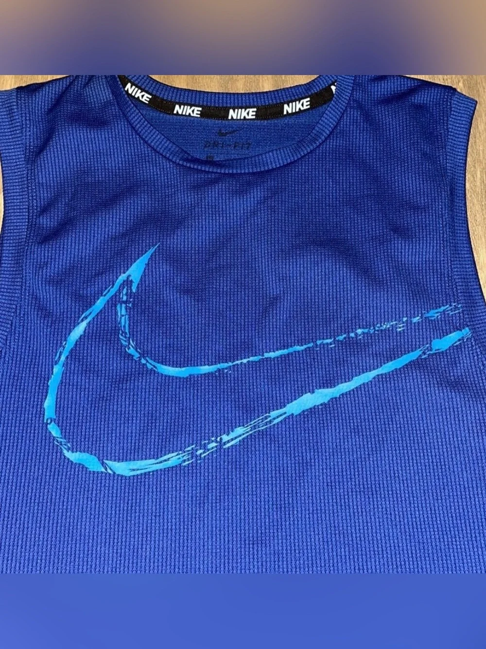 Nike Boys Blue Sleeveless Athletic Tank with Swoosh